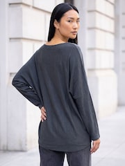 Roman Grey Hotfix Feather Stretch Knit Top - Image 3 of 4