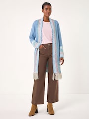 Roman Blue Patterened Fringe Cardigan - Image 1 of 4