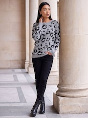 Roman Grey Jacquard Animal Print Jumper - Image 3 of 4