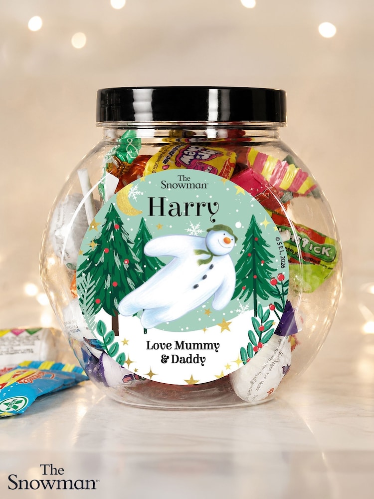 Personalised The Snowman Christmas Wishes Sweet Jar by PMC - Image 1 of 3
