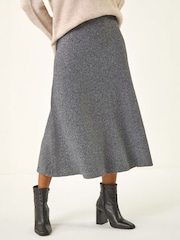 Roman Grey Knitted Midi Stretch Skirt - Image 1 of 4