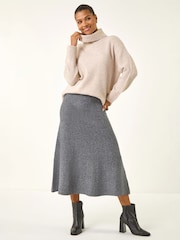 Roman Grey Knitted Midi Stretch Skirt - Image 2 of 4