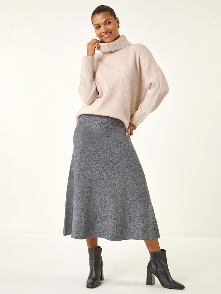 Roman Grey Knitted Midi Stretch Skirt - Image 2 of 4 Roman Grey Knitted Midi Stretch Skirt - Image 2 of 4