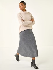 Roman Grey Knitted Midi Stretch Skirt - Image 3 of 4