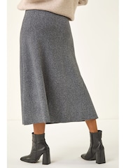 Roman Grey Knitted Midi Stretch Skirt - Image 4 of 4