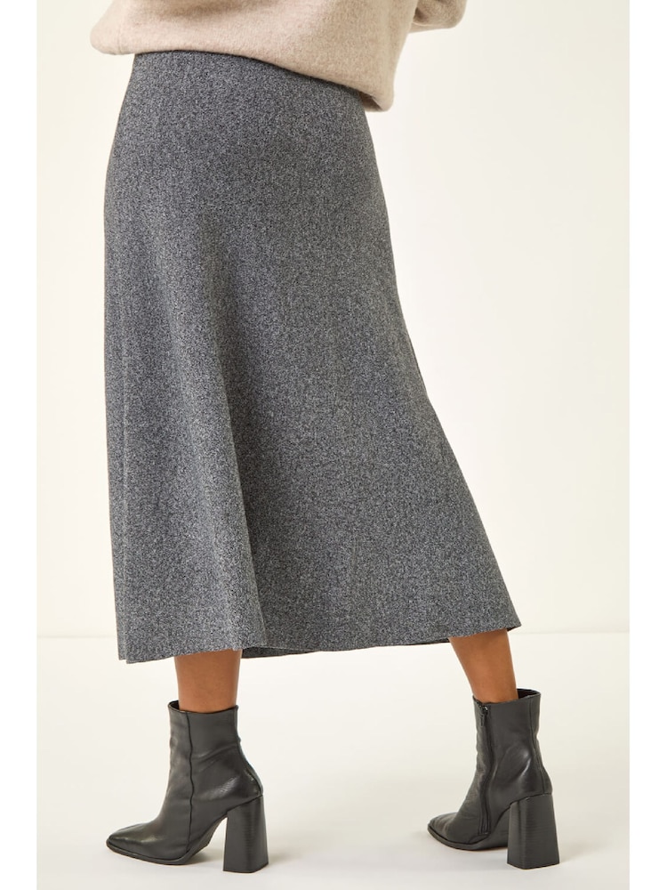 Roman Grey Knitted Midi Stretch Skirt - Image 4 of 4 Roman Grey Knitted Midi Stretch Skirt - Image 4 of 4