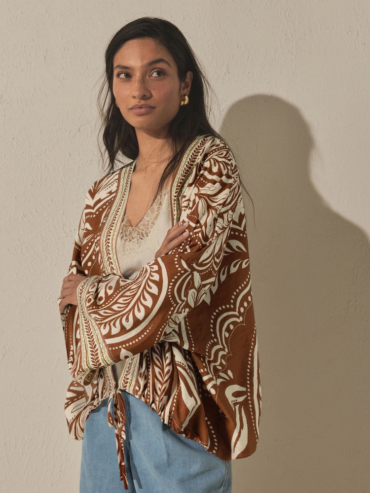 Multi Paisley Print Tie Waist Cover-Up - Image 1 of 4