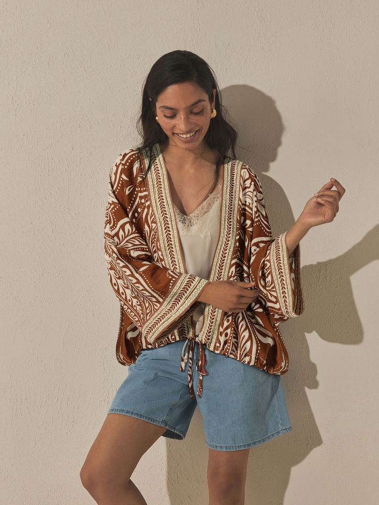 Multi Paisley Print Tie Waist Cover-Up - Image 4 of 4
