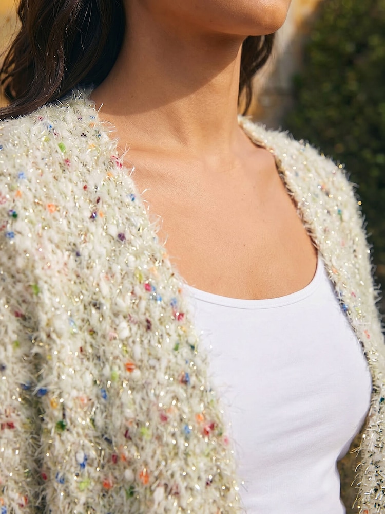 Roman Natural Fluffy Sparkle Cardigan - Image 4 of 4 Roman Natural Fluffy Sparkle Cardigan - Image 4 of 4