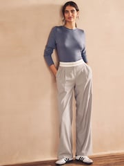 Blue Soft Touch Ribbed Long Sleeve T-Shirt with TENCEL™ Lyocell - Image 2 of 6