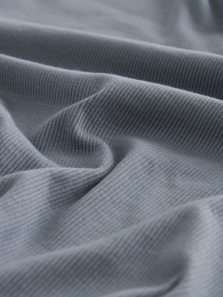 Blue Soft Touch Ribbed Long Sleeve T-Shirt with TENCEL™ Lyocell - Image 6 of 6