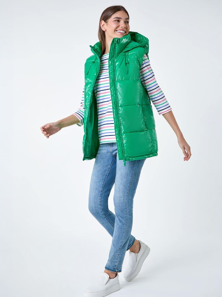 Roman Green Patent Hooded Gilet - Image 1 of 4 Roman Green Patent Hooded Gilet - Image 1 of 4