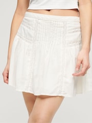 Superdry Cream Lace Trim Mini Skirt - Image 1 of 4
