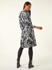 Roman Black Petite Brushed Roll Neck Knit Dress - Image 3 of 4