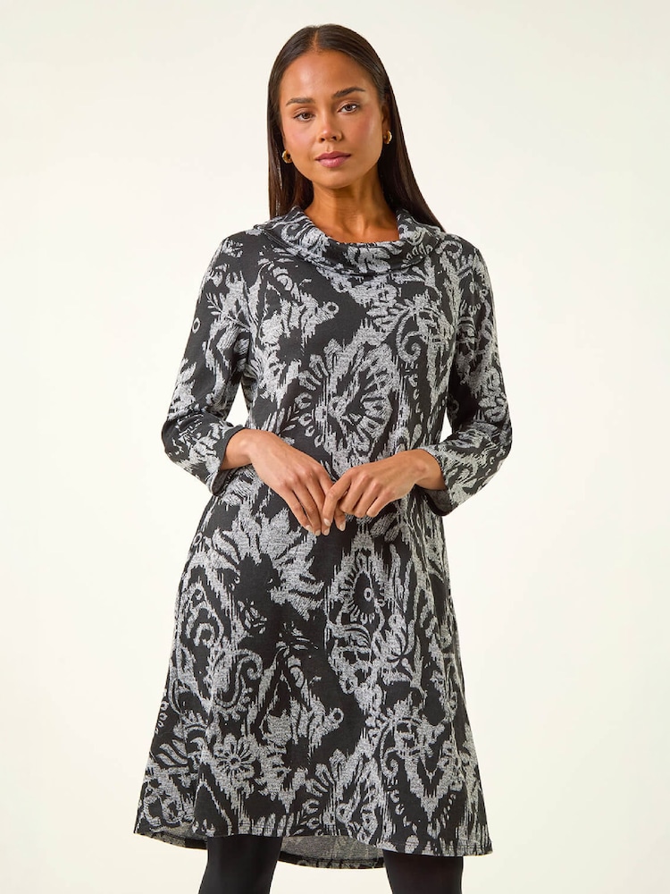 Roman Black Petite Brushed Roll Neck Knit Dress - Image 4 of 4 Roman Black Petite Brushed Roll Neck Knit Dress - Image 4 of 4