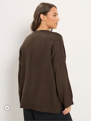 Yours Curve Brown Lace V-Neck Jumper - Image 3 of 6