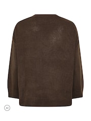 Yours Curve Brown Lace V-Neck Jumper - Image 6 of 6