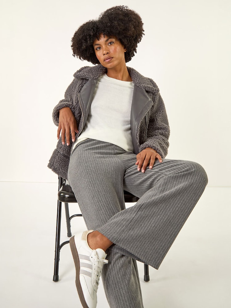 Roman Grey Pinstripe Jersey Stretch Trousers - Image 1 of 4
