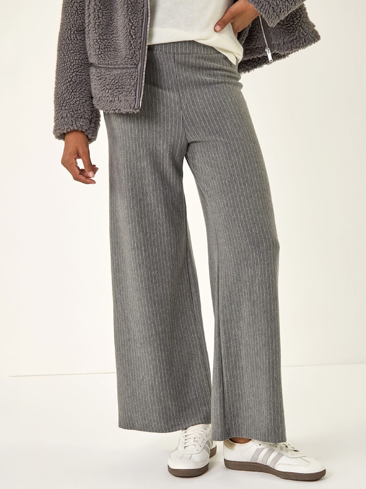 Roman Grey Pinstripe Jersey Stretch Trousers - Image 4 of 4