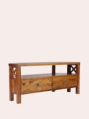 Laura Ashley Honey Gold Balmoral 2 Drawer Corner TV Stand - Image 4 of 6