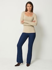 Long Tall Sally Brown/Beige Square Neck Tops 2 Pack - Image 4 of 7