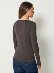 Long Tall Sally Brown/Beige Square Neck Tops 2 Pack - Image 5 of 7