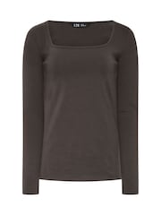 Long Tall Sally Brown/Beige Square Neck Tops 2 Pack - Image 6 of 7