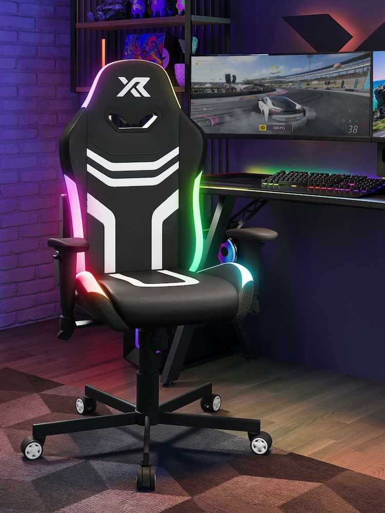 X Rocker Black Agility Compact RGB PC Gaming Chair for Juniors - Image 1 of 6 X Rocker Black Agility Compact RGB PC Gaming Chair for Juniors - Image 1 of 6