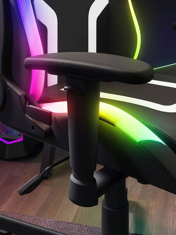 X Rocker Black Agility Compact RGB PC Gaming Chair for Juniors - Image 2 of 6 X Rocker Black Agility Compact RGB PC Gaming Chair for Juniors - Image 2 of 6