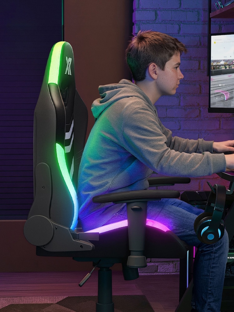 X Rocker Black Agility Compact RGB PC Gaming Chair for Juniors - Image 6 of 6 X Rocker Black Agility Compact RGB PC Gaming Chair for Juniors - Image 6 of 6