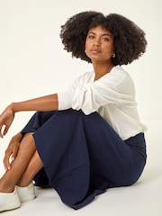 Roman Blue Knitted Midi Stretch Skirt - Image 2 of 4