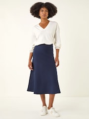 Roman Blue Knitted Midi Stretch Skirt - Image 3 of 4