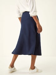 Roman Blue Knitted Midi Stretch Skirt - Image 4 of 4