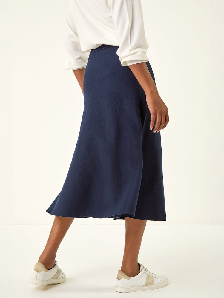 Roman Blue Knitted Midi Stretch Skirt - Image 4 of 4 Roman Blue Knitted Midi Stretch Skirt - Image 4 of 4