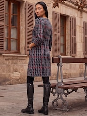 Roman Red Houndstooth Pocket Shift Stretch Dress - Image 3 of 4