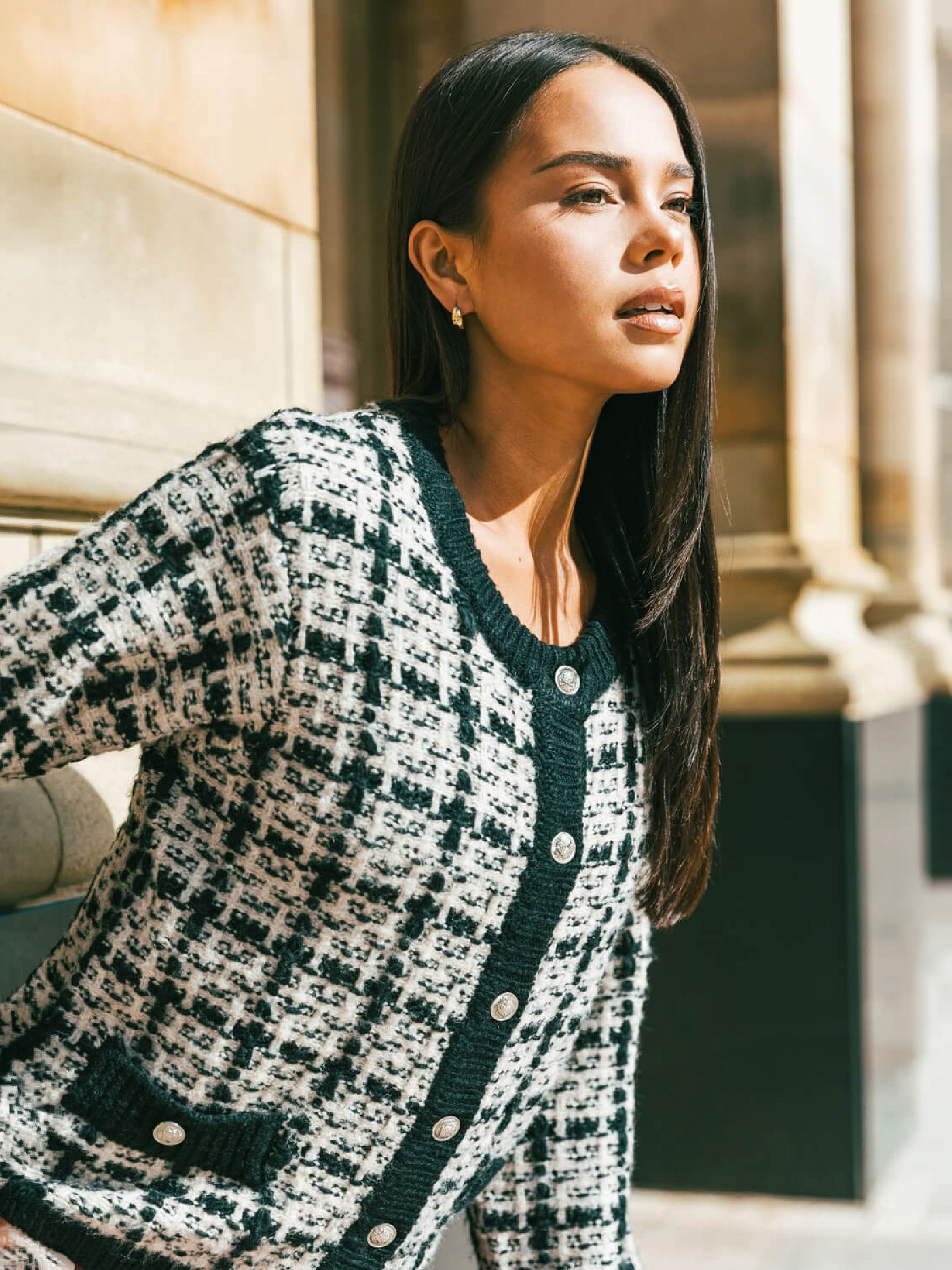 Roman Women's Black Petite Buttoned Knit Cardigan In | Size: 18 - Image 2
