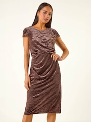 Ρωμαϊκό φόρεμα Petite Velvet Burnout με ελαστικό σχέδιο - Εικόνα 2 από 4
