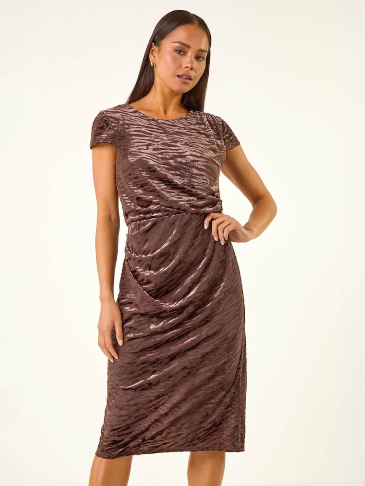 Ρωμαϊκό φόρεμα Petite Velvet Burnout με ελαστικό σχέδιο - Εικόνα 2 από 4