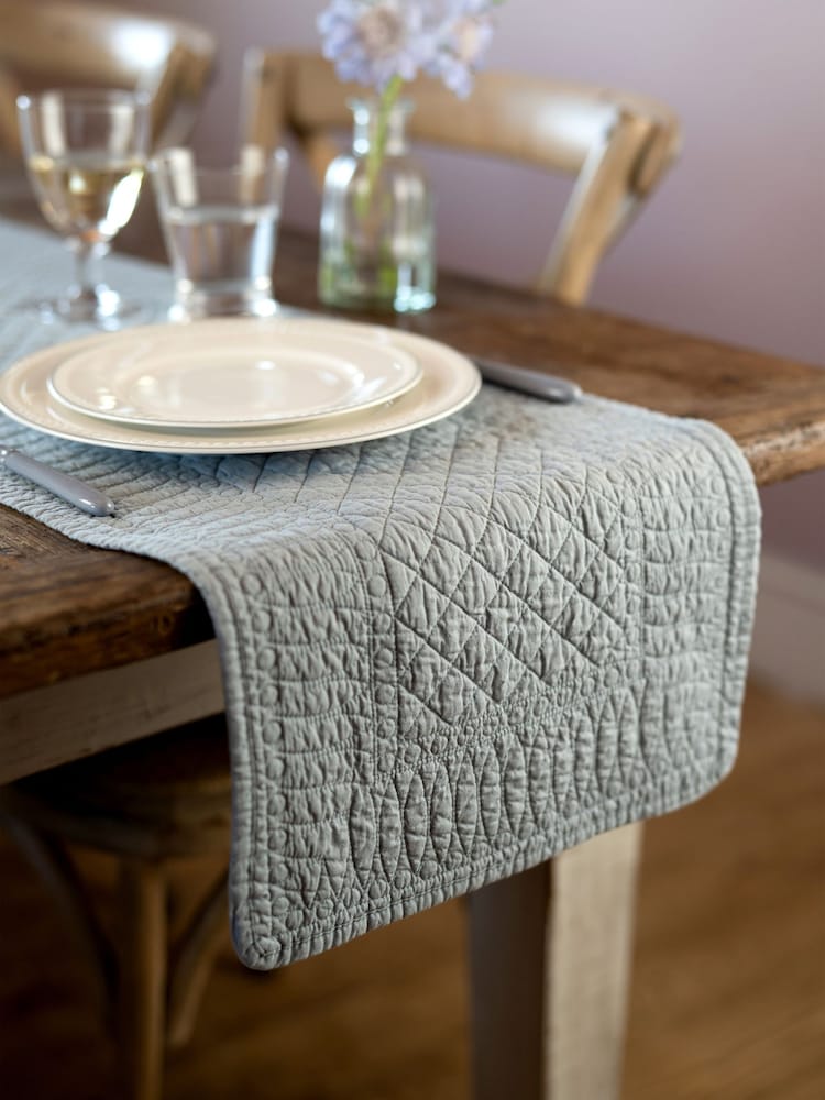 Mary Berry Grey Signature 100% Cotton Table Runner - Image 1 of 4