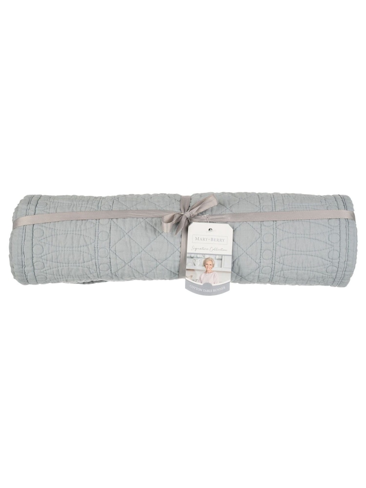 Mary Berry Grey Signature 100% Cotton Table Runner - Image 4 of 4
