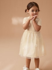 Ecru 2-In-1 Embroidered Mesh Occasion Dress (3mths-7yrs) - Image 2 of 7