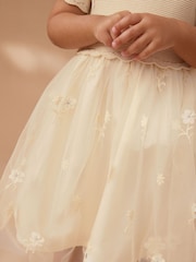 Ecru 2-In-1 Embroidered Mesh Occasion Dress (3mths-7yrs) - Image 4 of 7