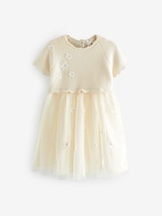 Ecru 2-In-1 Embroidered Mesh Occasion Dress (3mths-7yrs) - Image 5 of 7