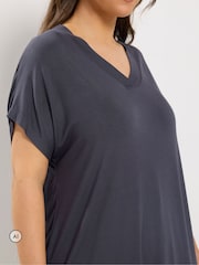 Yours Curve Blue Basic Grown On Sleeve Top - Image 4 of 6
