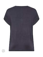 Yours Curve Blue Basic Grown On Sleeve Top - Image 6 of 6
