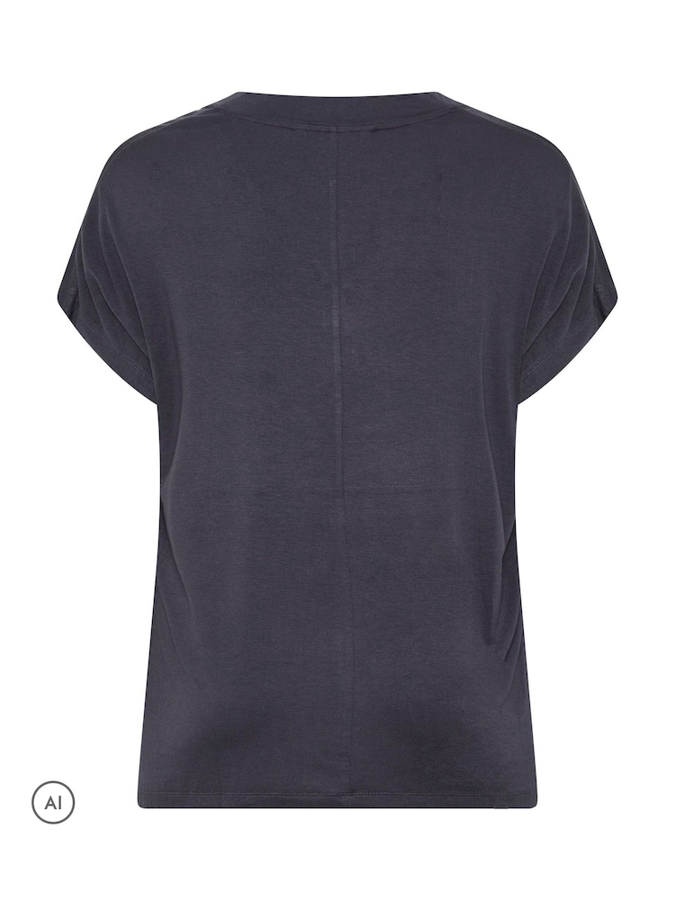 Yours Curve Blue Basic Grown On Sleeve Top - Image 6 of 6