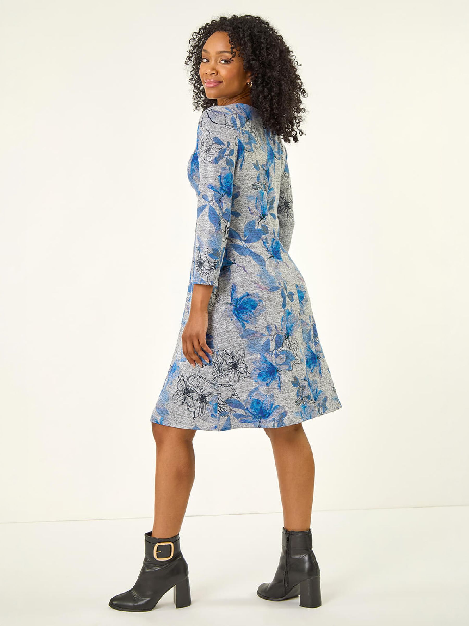 Buy Roman Blue Petite Floral Twist Front Stretch Dress from Next USA
