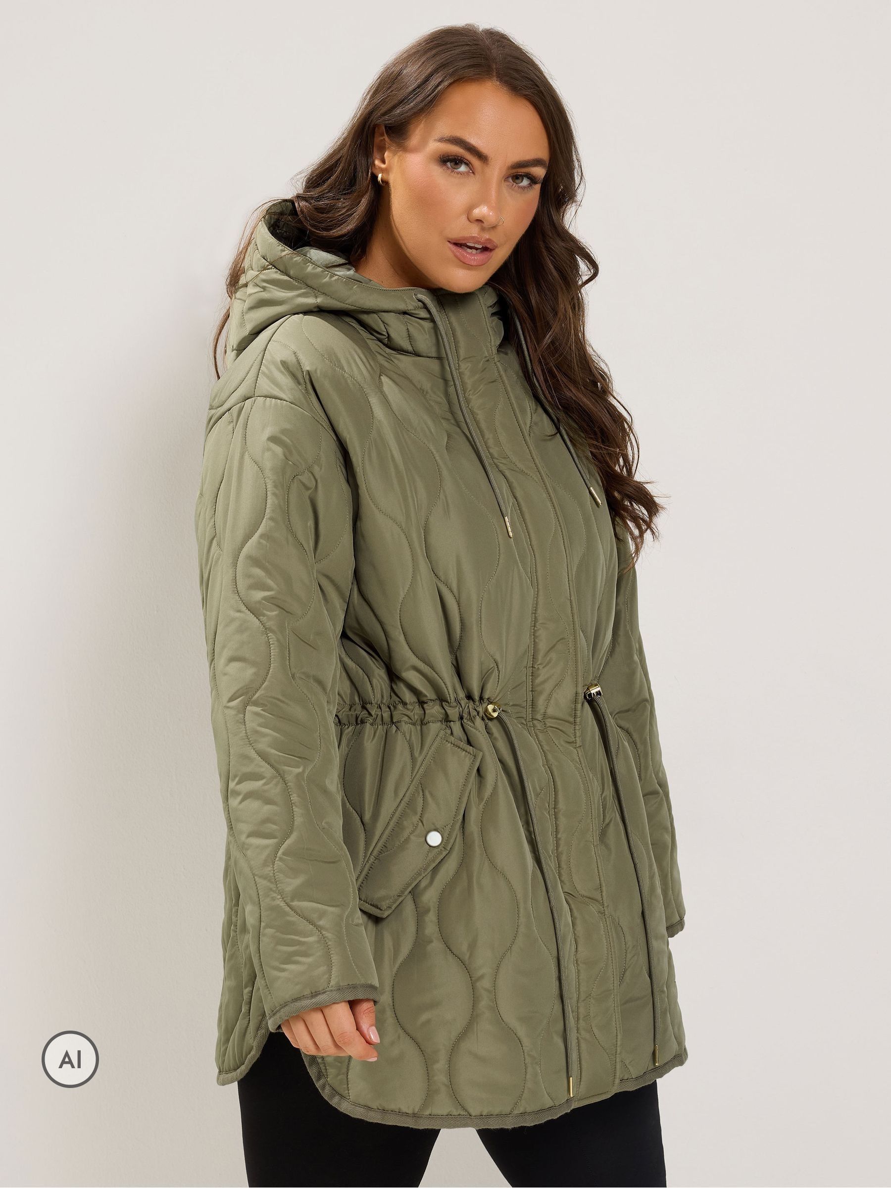 Yours Women's Light Khaki Lightweight Padded Jacket In | : Size 30-32 - Image 2