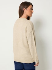 Long Tall Sally Natural Button Sleeve Knitted Jumper - Image 3 of 6