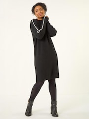 Roman Black Petite Ribbed Knitted Dress - Image 2 of 4